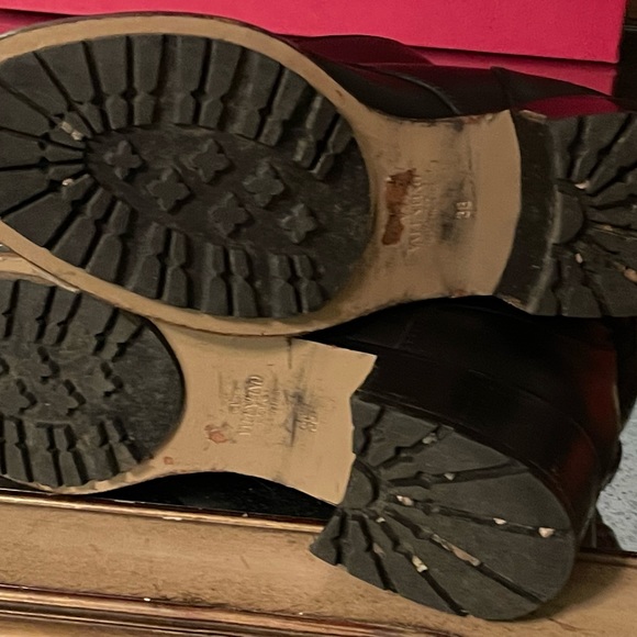 Valentino Black Calfskin Leather Ruffle Combat Boot Sz.38 - Picture 8 of 11